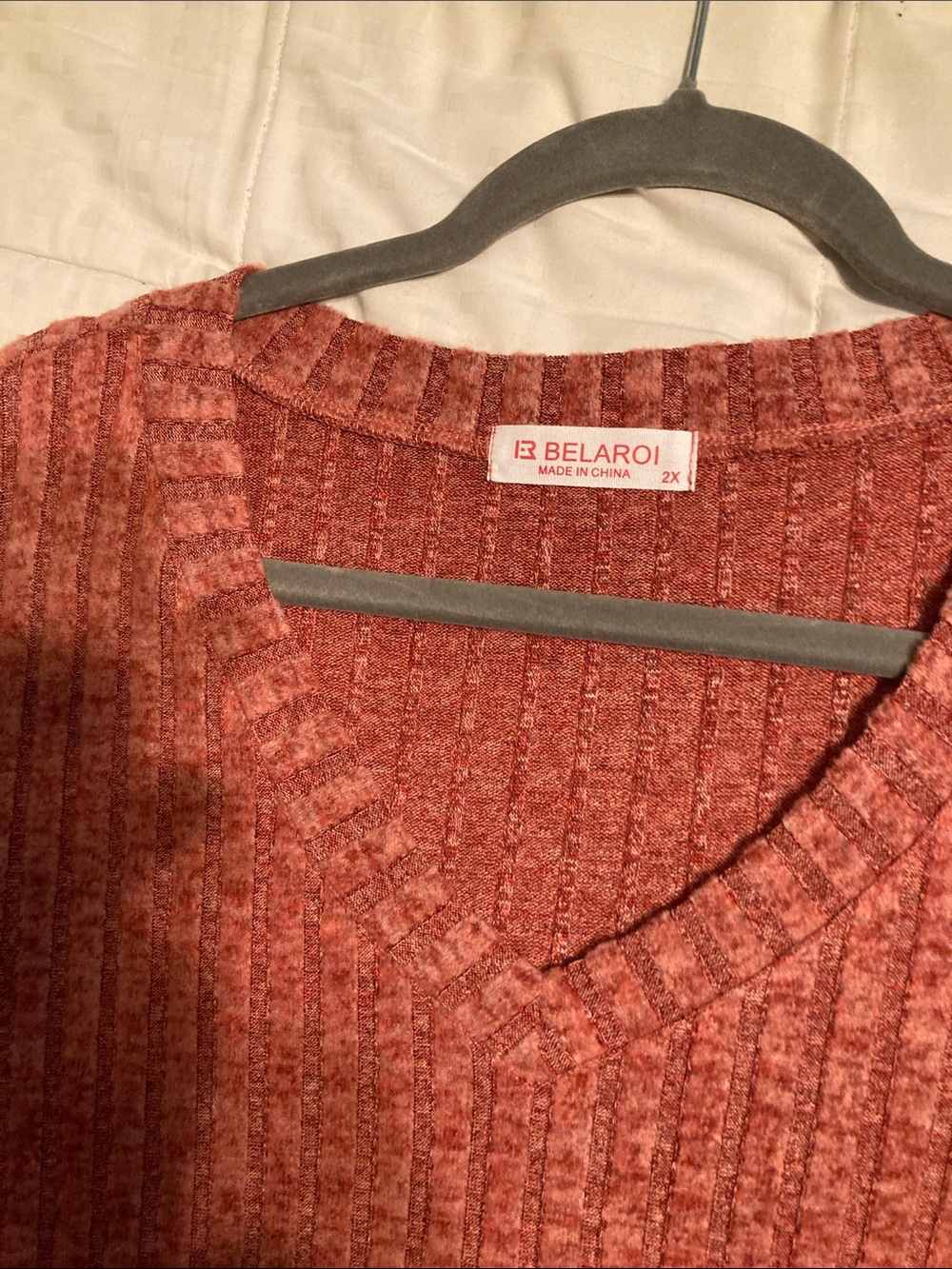 Bella Canvas Ribbed V-Neck Sweater in Rust